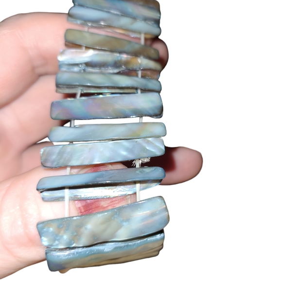 Vintage Stretchy Abalone Shell Bracelet L8 - Picture 8 of 8
